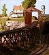 View through covered bridge